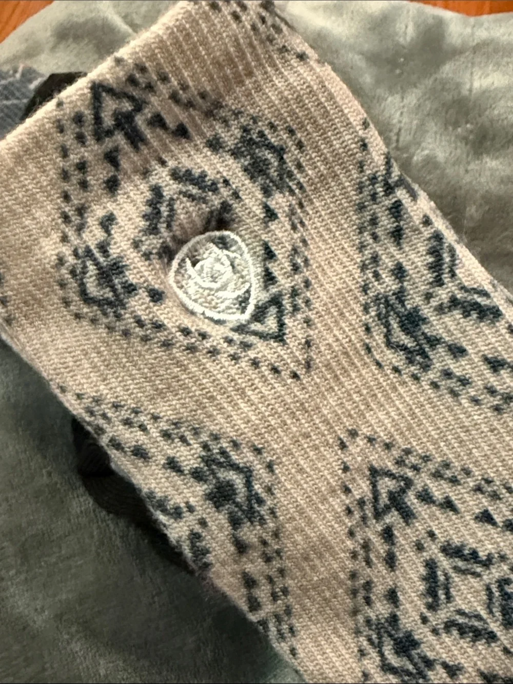 Ariat Men's Navy Crew Socks with Coral Floral Accents